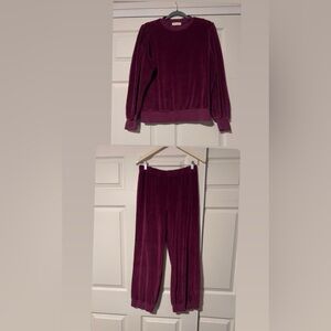 Suzie Kondi $475 Velour Set Purple Plum Perissa Sweater Tosk Harem Pants Fall